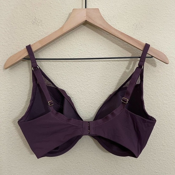 ThirdLove Geo Lace Plunge Memory Foam Mesh Underwire T-Shirt Bra Plum Purple 34G - Picture 8 of 11